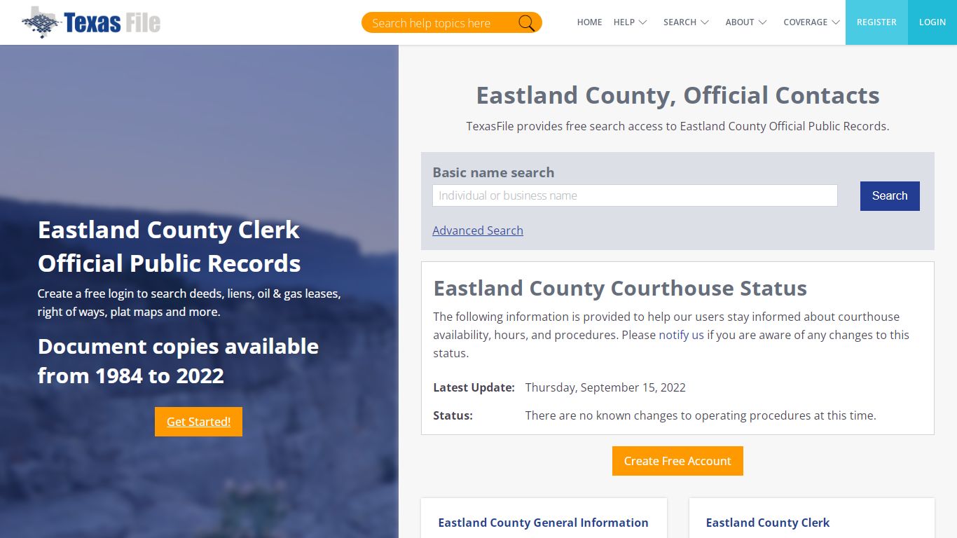 Eastland County Clerk Official Public Records | TexasFile