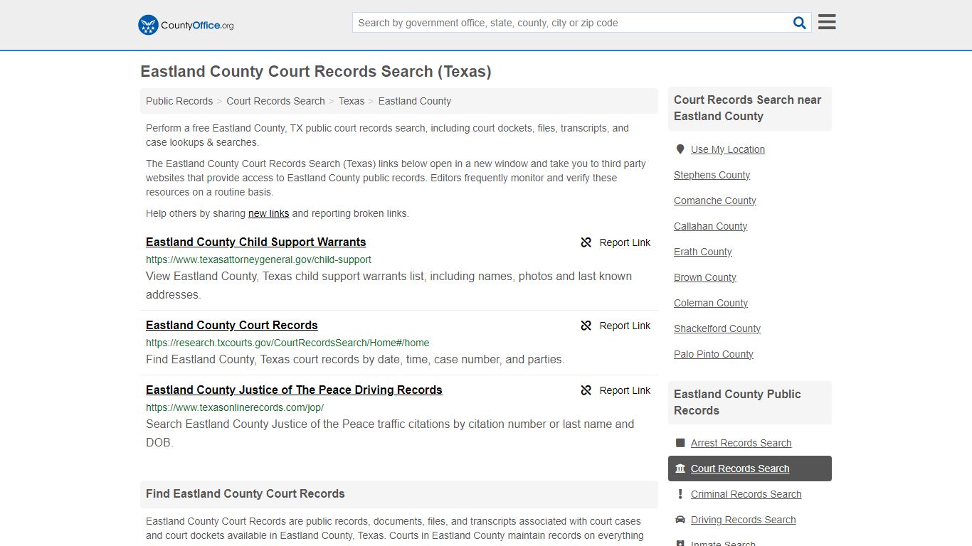 Eastland County Court Records Search (Texas) - County Office