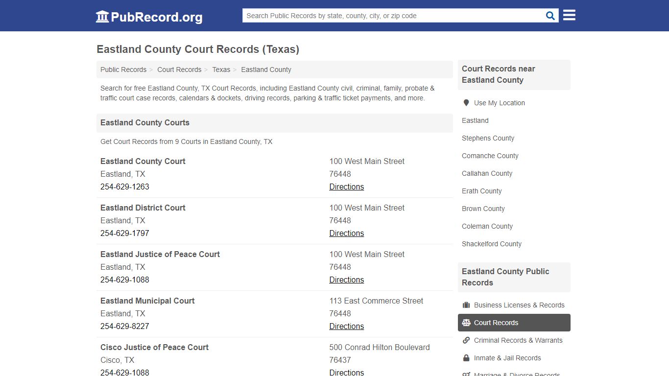 Free Eastland County Court Records (Texas Court Records) - PubRecord.org