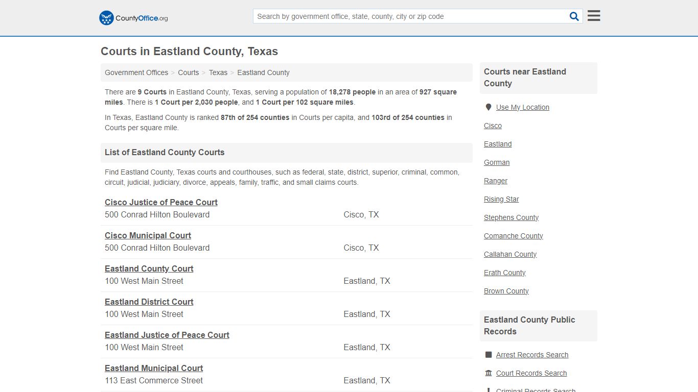 Courts - Eastland County, TX (Court Records & Calendars)